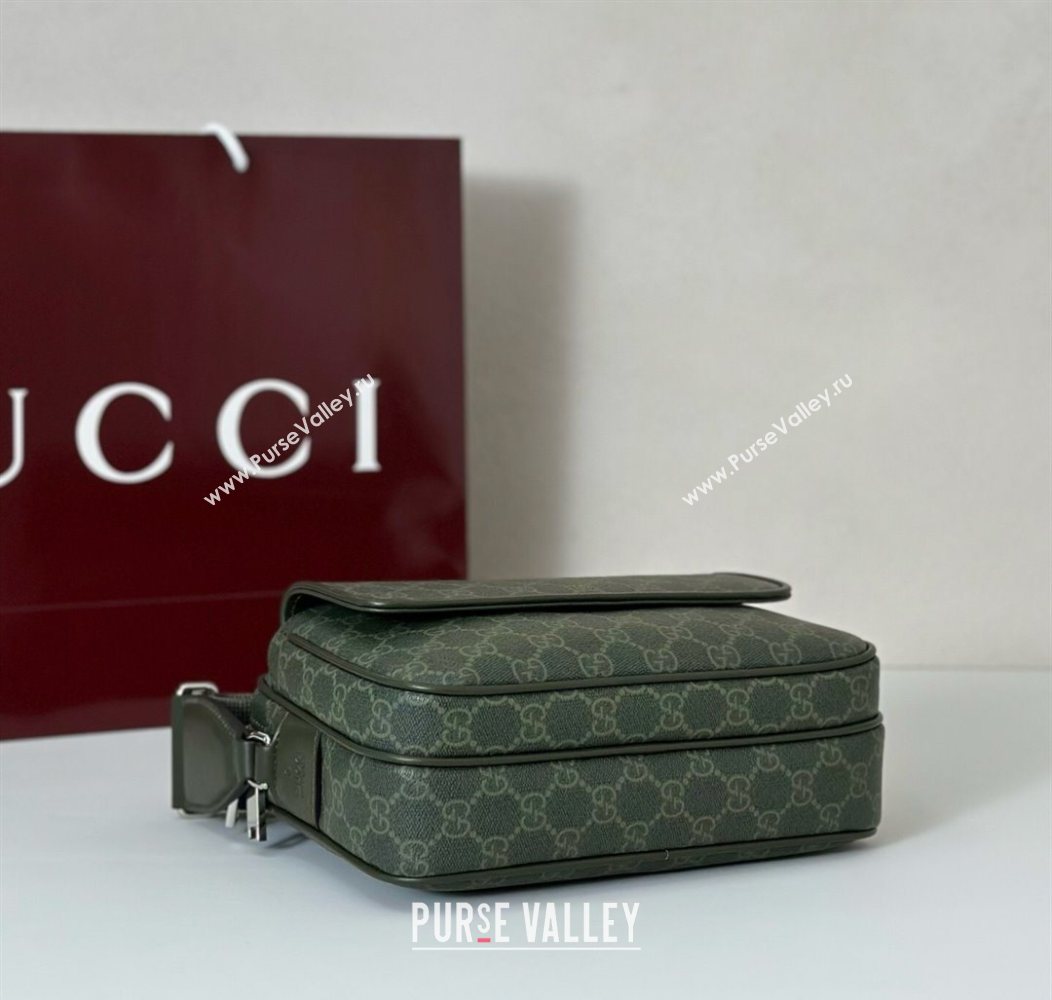 Gucci Mens GG Monogram small crossbody bag Forest Green 2025 795479 (DLH-250930112)