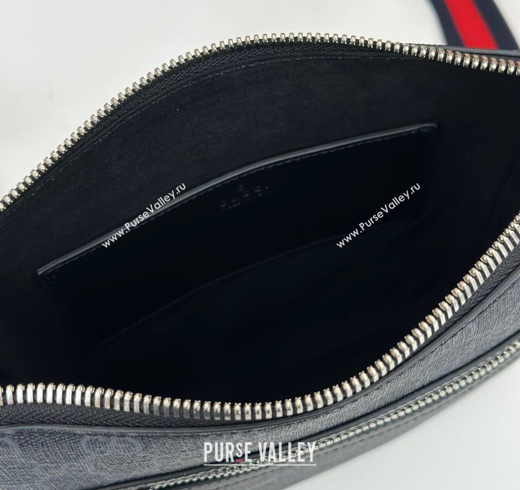 Gucci Mens GG Canvas small messenger bag bag Black 2025 792082 (DLH-250930119)