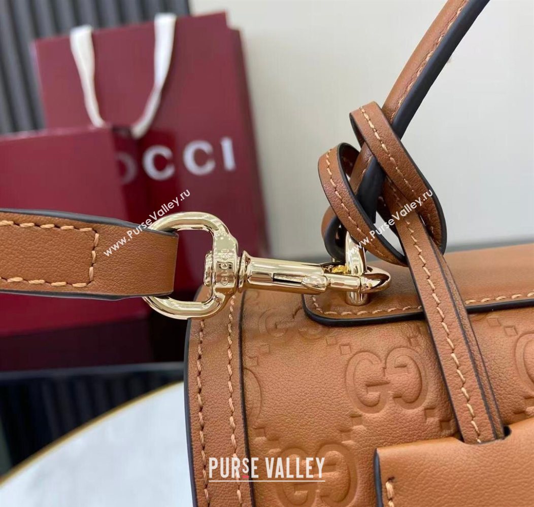 Gucci Padlock GG Leather medium top handle bag Brown 2025 838998 (XLU-250930046)