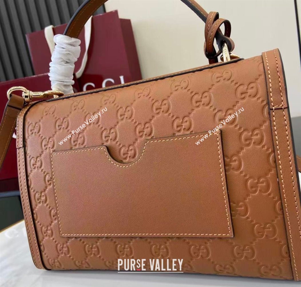 Gucci Padlock GG Leather medium top handle bag Brown 2025 838998 (XLU-250930046)