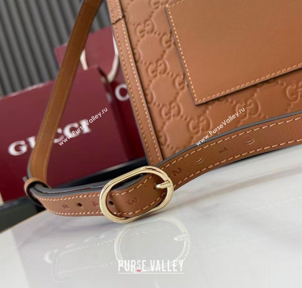 Gucci Padlock GG Leather medium top handle bag Brown 2025 838998 (XLU-250930046)