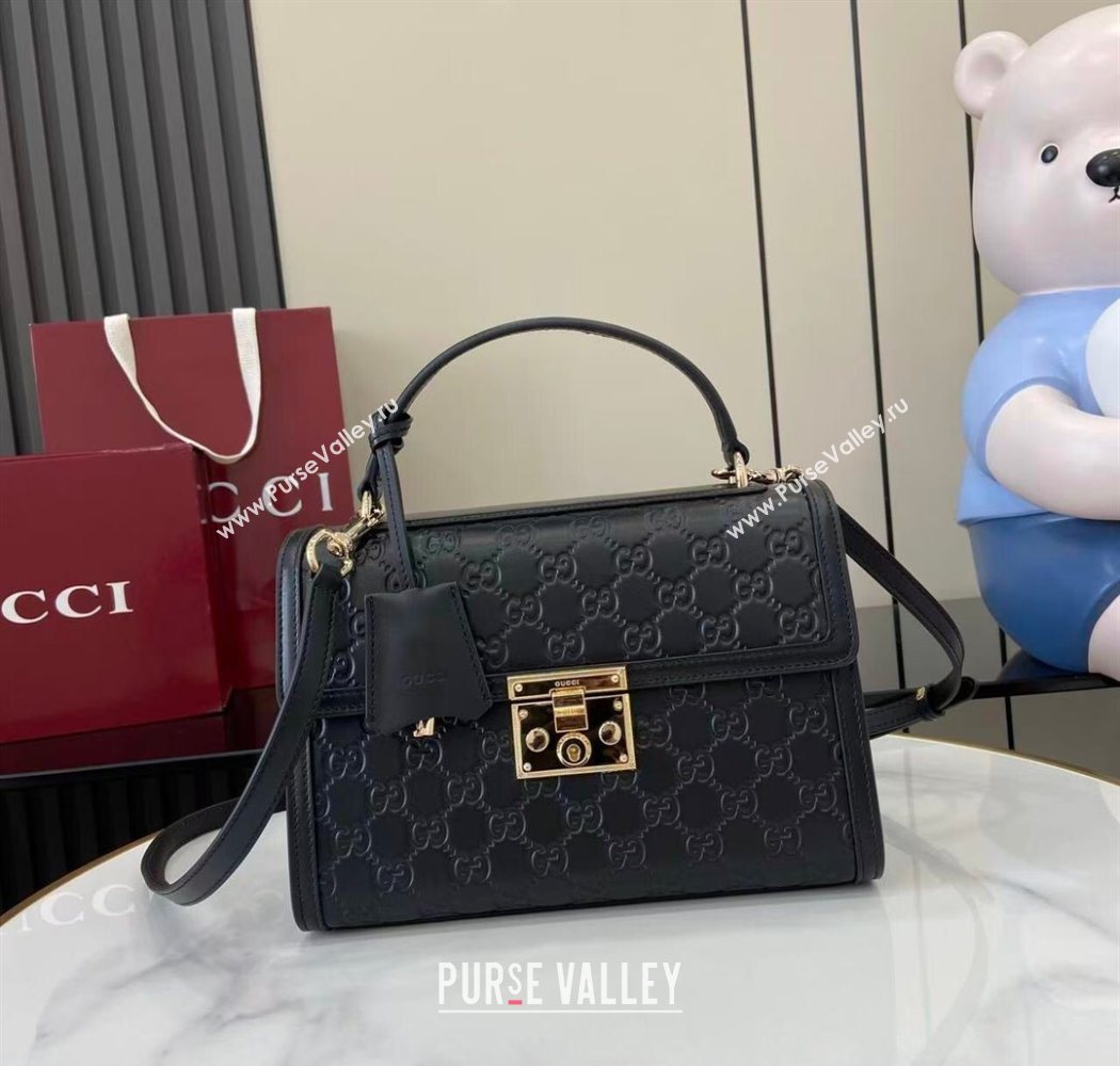 Gucci Padlock GG Leather medium top handle bag Black 2025 838998 (XLU-250930047)