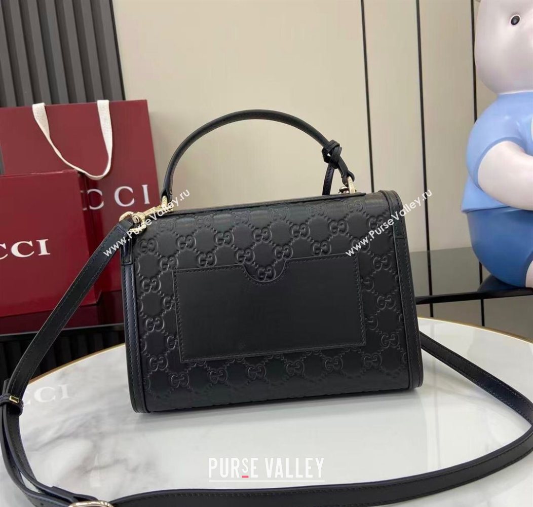Gucci Padlock GG Leather medium top handle bag Black 2025 838998 (XLU-250930047)