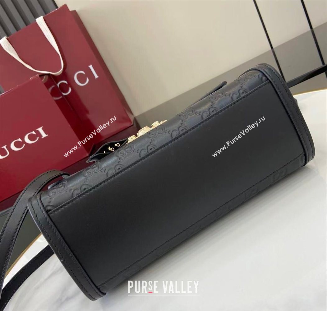 Gucci Padlock GG Leather medium top handle bag Black 2025 838998 (XLU-250930047)