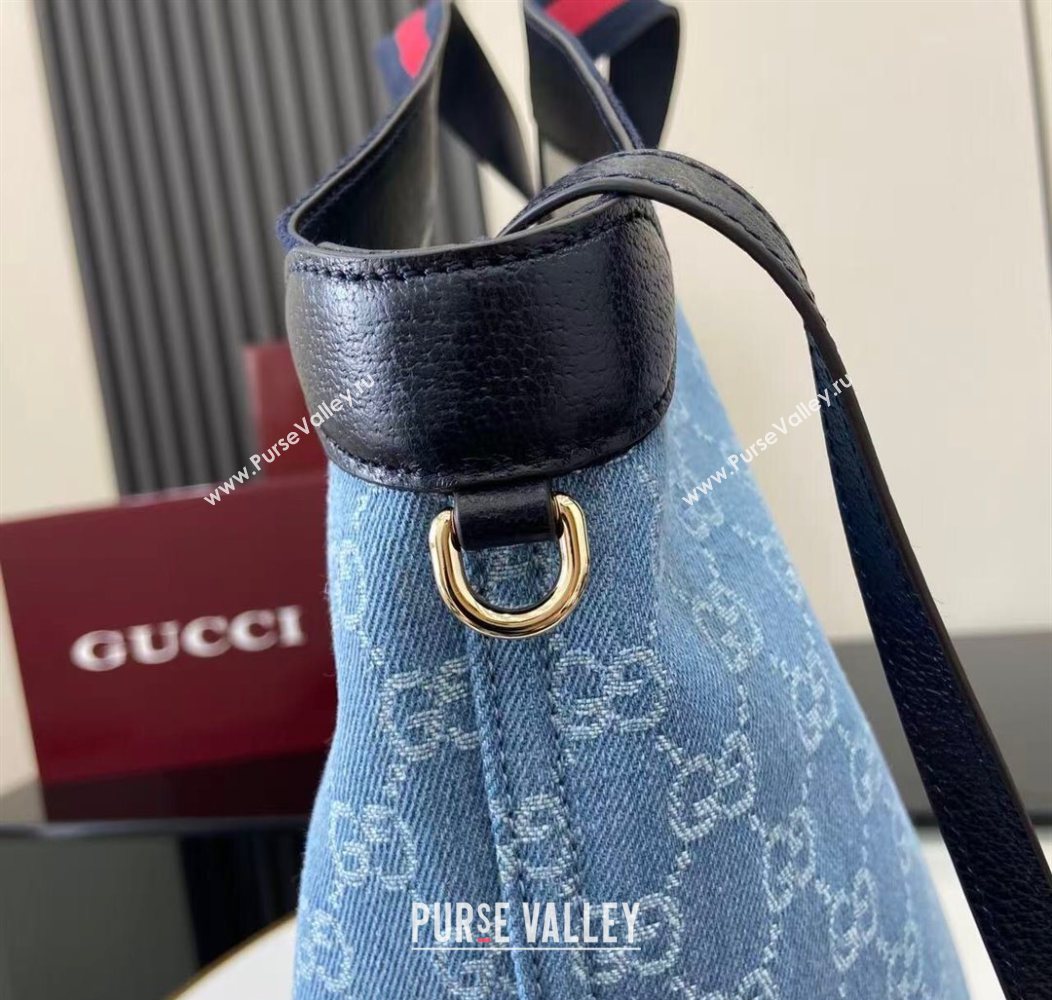Gucci Giglio Large Tote Bag in GG Denim 853971 Light Blue 2025 (XLU-250930037)