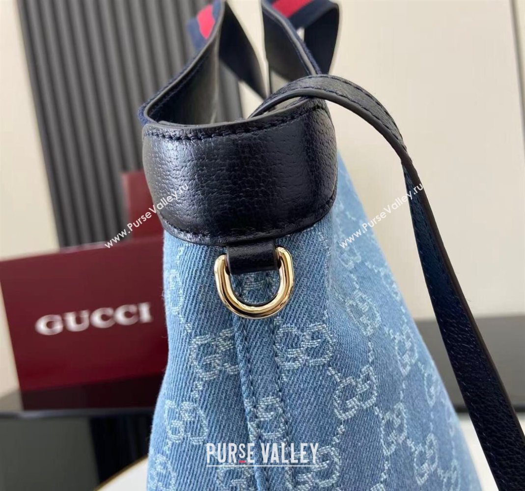 Gucci Giglio Large Tote Bag in GG Denim 853971 Light Blue 2025 (XLU-251124069)
