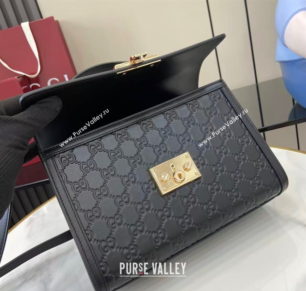 Gucci Padlock GG Leather medium top handle bag Black 2025 838998 (XLU-250930047)