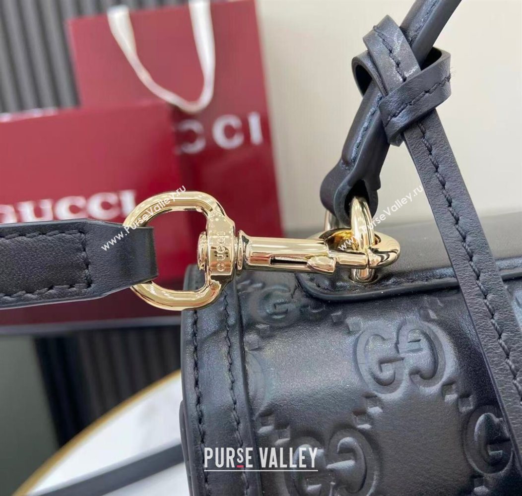 Gucci Padlock GG Leather medium top handle bag Black 2025 838998 (XLU-250930047)