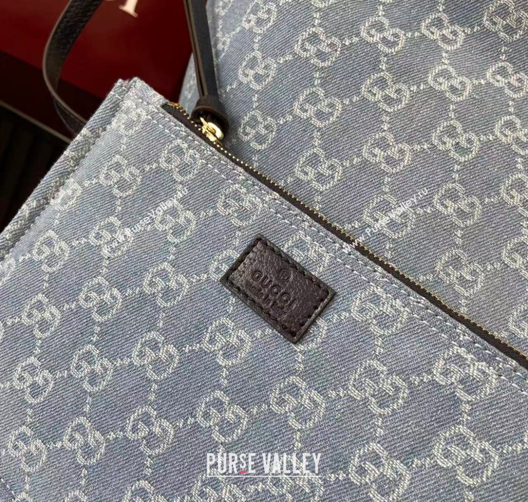 Gucci Giglio Large Tote Bag in GG Denim 853971 Light Blue 2025 (XLU-250930037)