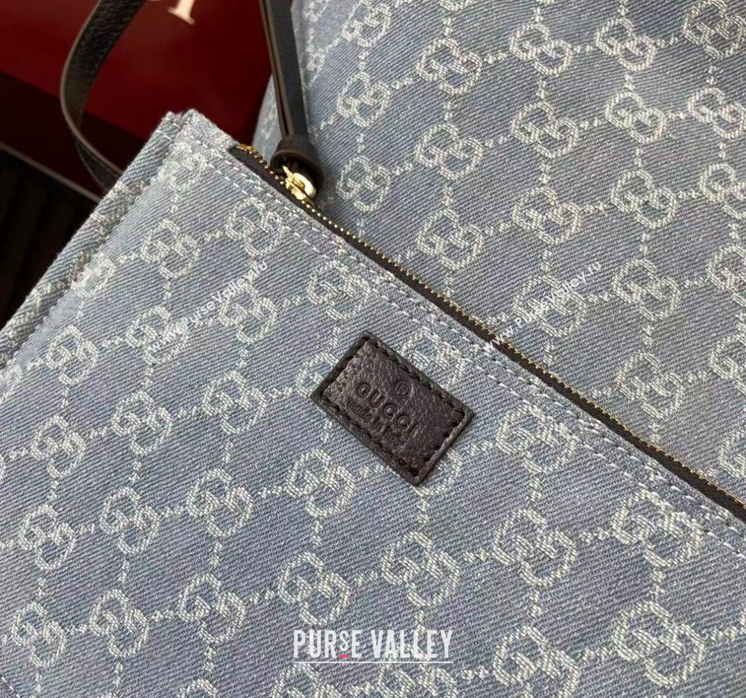 Gucci Giglio Large Tote Bag in GG Denim 853971 Light Blue 2025 (XLU-251124069)