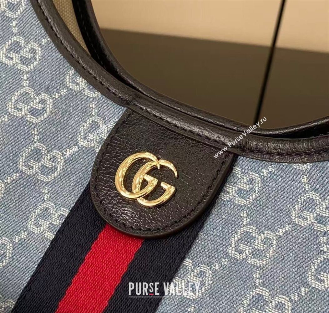 Gucci Giglio Large Tote Bag in GG Denim 853971 Light Blue 2025 (XLU-250930037)