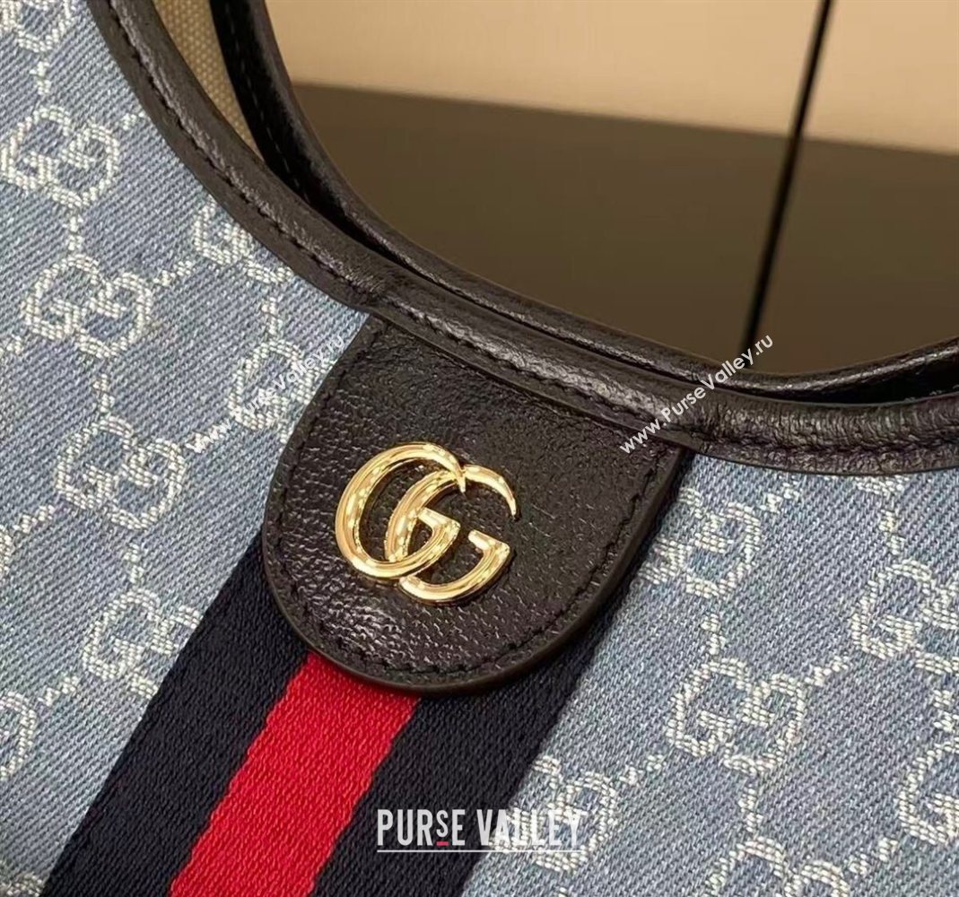 Gucci Giglio Large Tote Bag in GG Denim 853971 Light Blue 2025 (XLU-251124069)