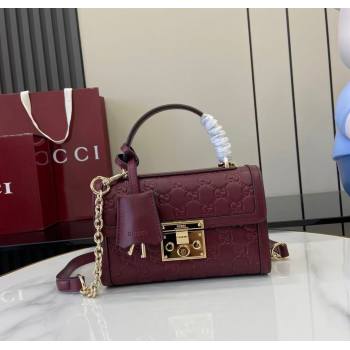 Gucci Padlock GG Leather small top handle bag Red 2025 838999 (XLU-250930041)