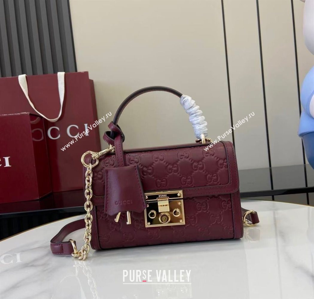 Gucci Padlock GG Leather small top handle bag Red 2025 838999 (XLU-250930041)