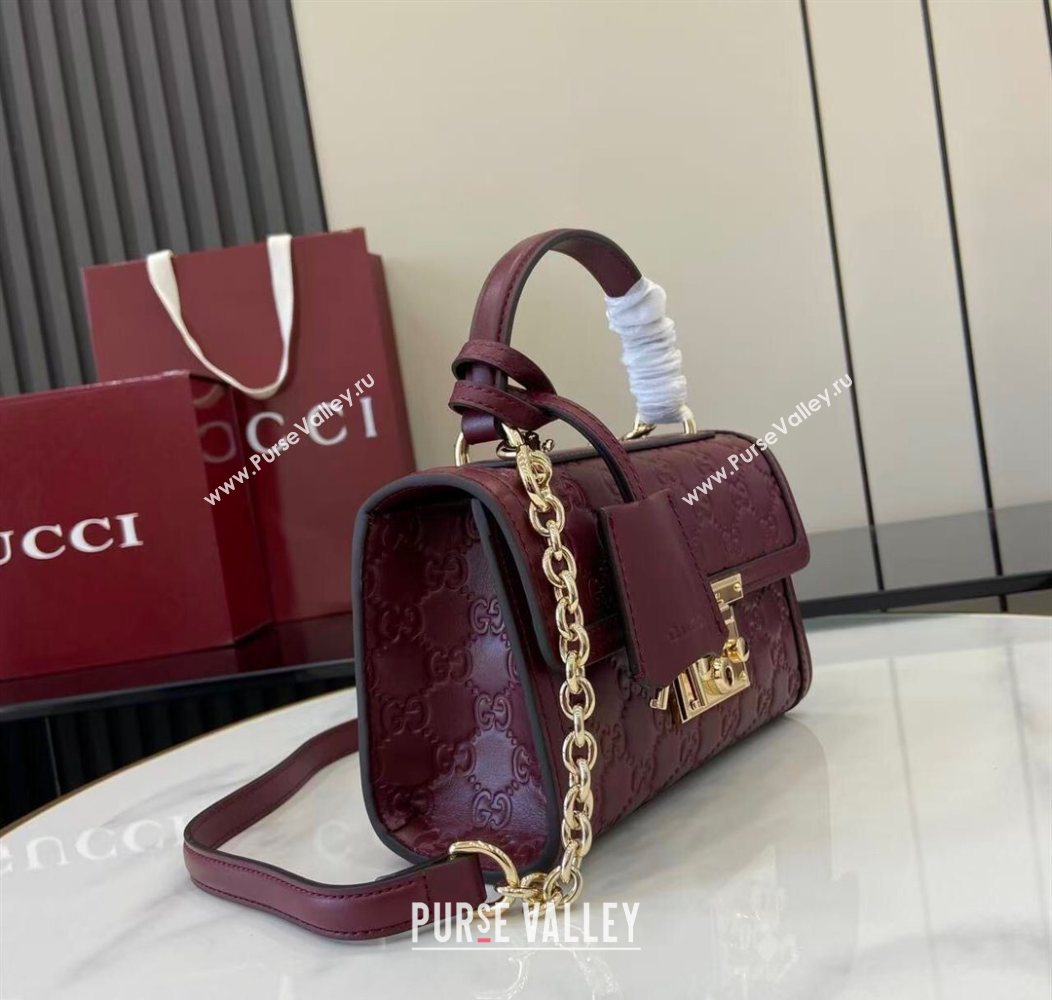 Gucci Padlock GG Leather small top handle bag Red 2025 838999 (XLU-250930041)