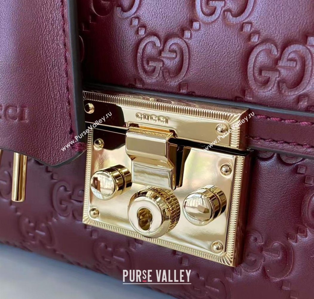 Gucci Padlock GG Leather small top handle bag Red 2025 838999 (XLU-250930041)