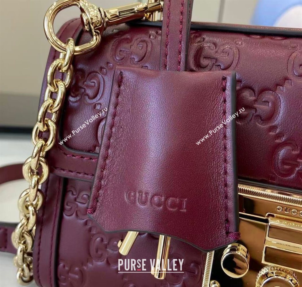 Gucci Padlock GG Leather small top handle bag Red 2025 838999 (XLU-250930041)