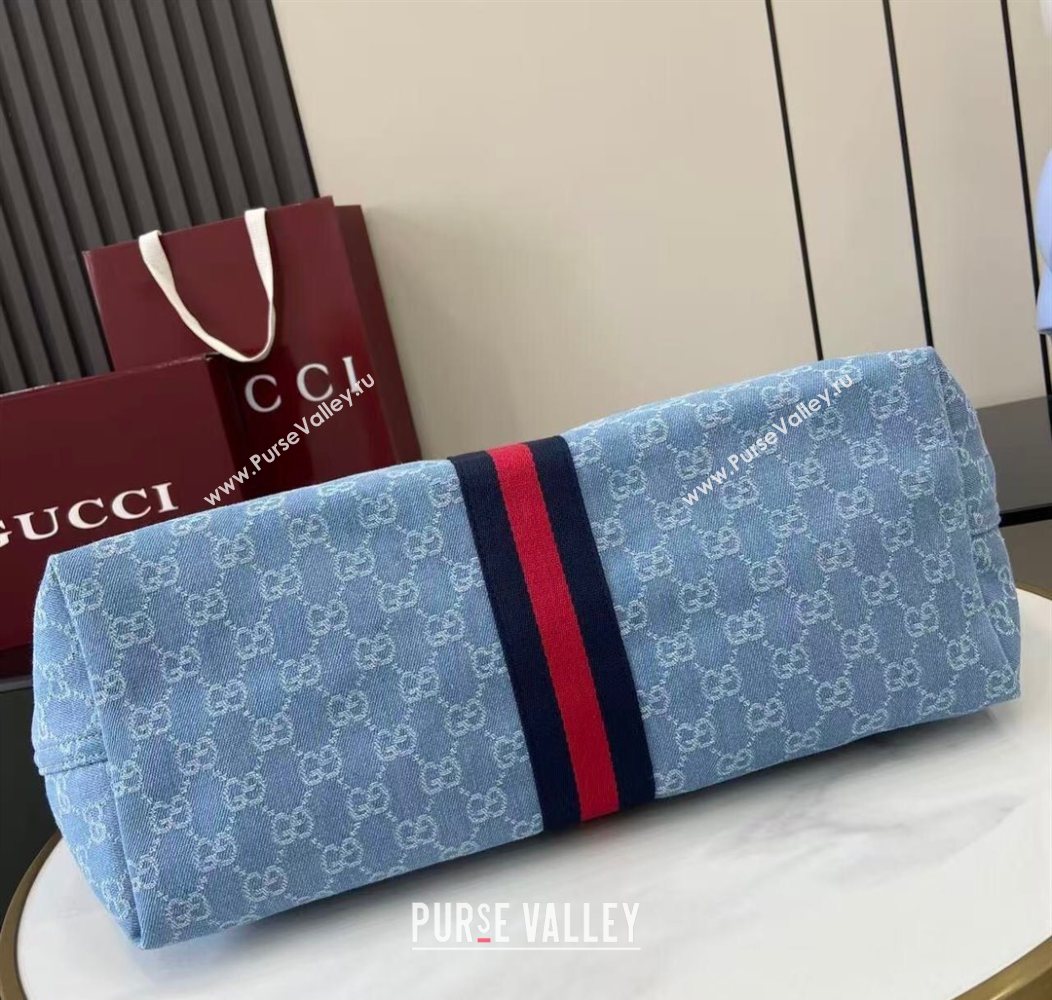 Gucci Giglio Large Tote Bag in GG Denim 853971 Light Blue 2025 (XLU-250930037)