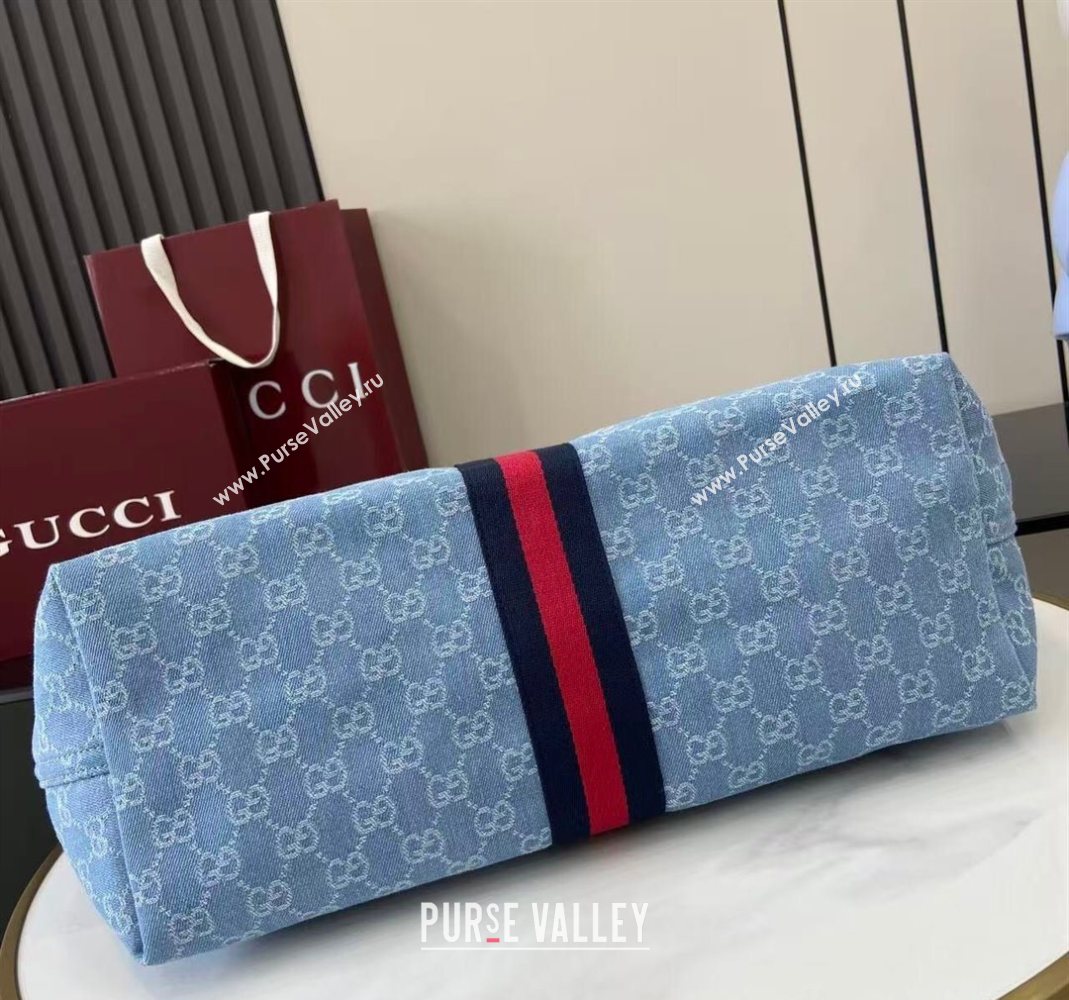 Gucci Giglio Large Tote Bag in GG Denim 853971 Light Blue 2025 (XLU-251124069)