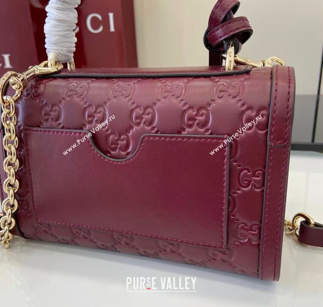 Gucci Padlock GG Leather small top handle bag Red 2025 838999 (XLU-250930041)