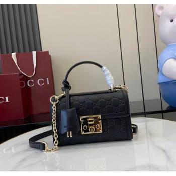 Gucci Padlock GG Leather small top handle bag Black 2025 838999 (XLU-250930042)