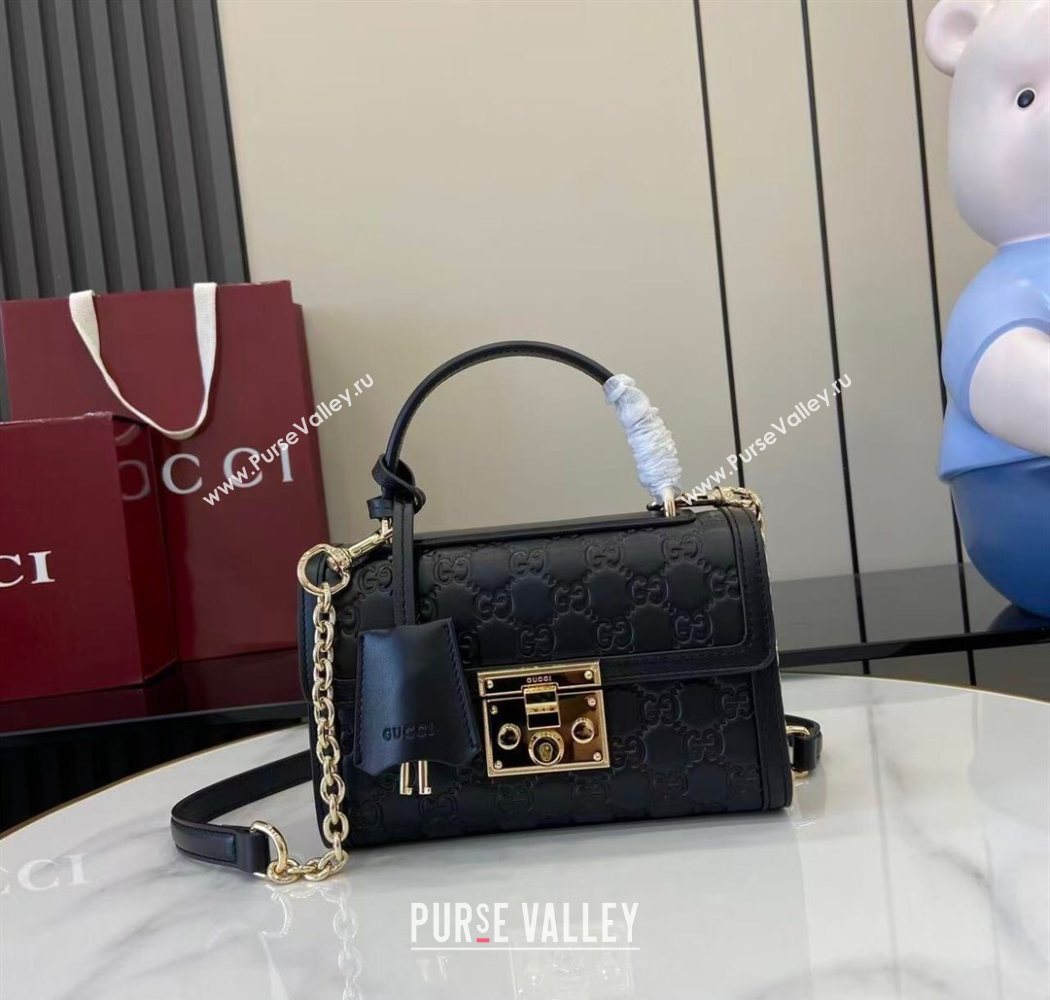 Gucci Padlock GG Leather small top handle bag Black 2025 838999 (XLU-250930042)