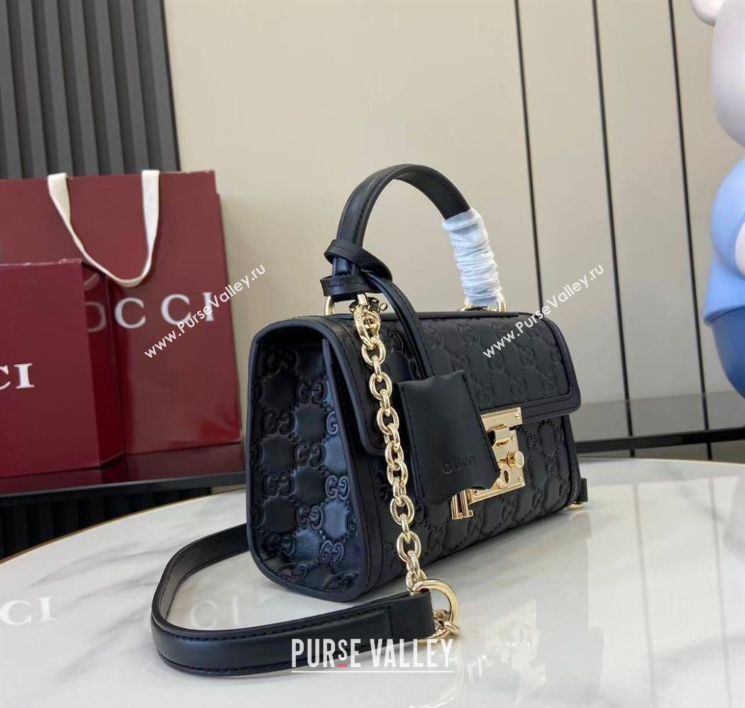 Gucci Padlock GG Leather small top handle bag Black 2025 838999 (XLU-250930042)