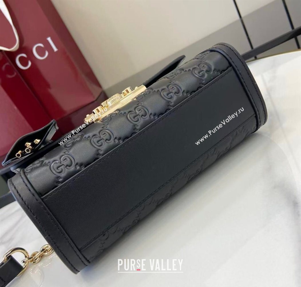 Gucci Padlock GG Leather small top handle bag Black 2025 838999 (XLU-250930042)