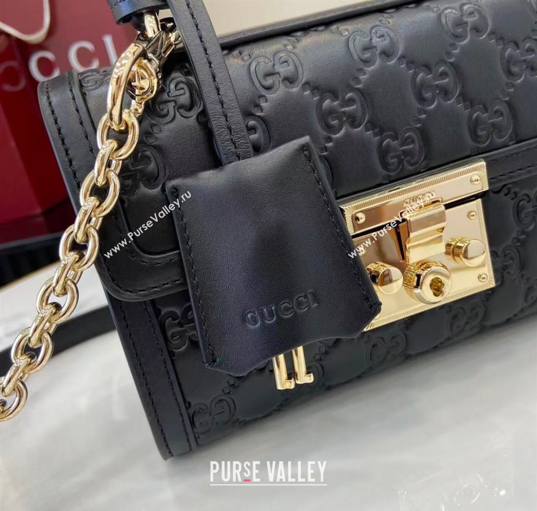 Gucci Padlock GG Leather small top handle bag Black 2025 838999 (XLU-250930042)