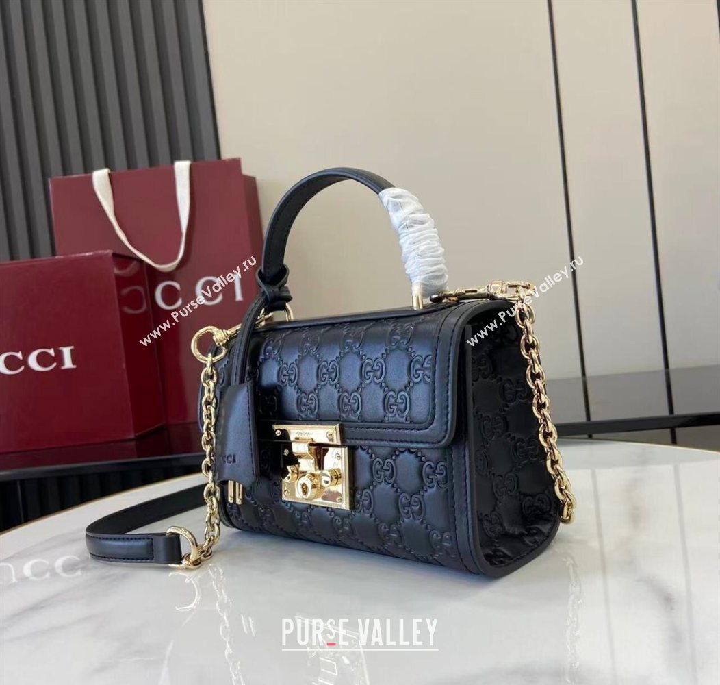 Gucci Padlock GG Leather small top handle bag Black 2025 838999 (XLU-250930042)