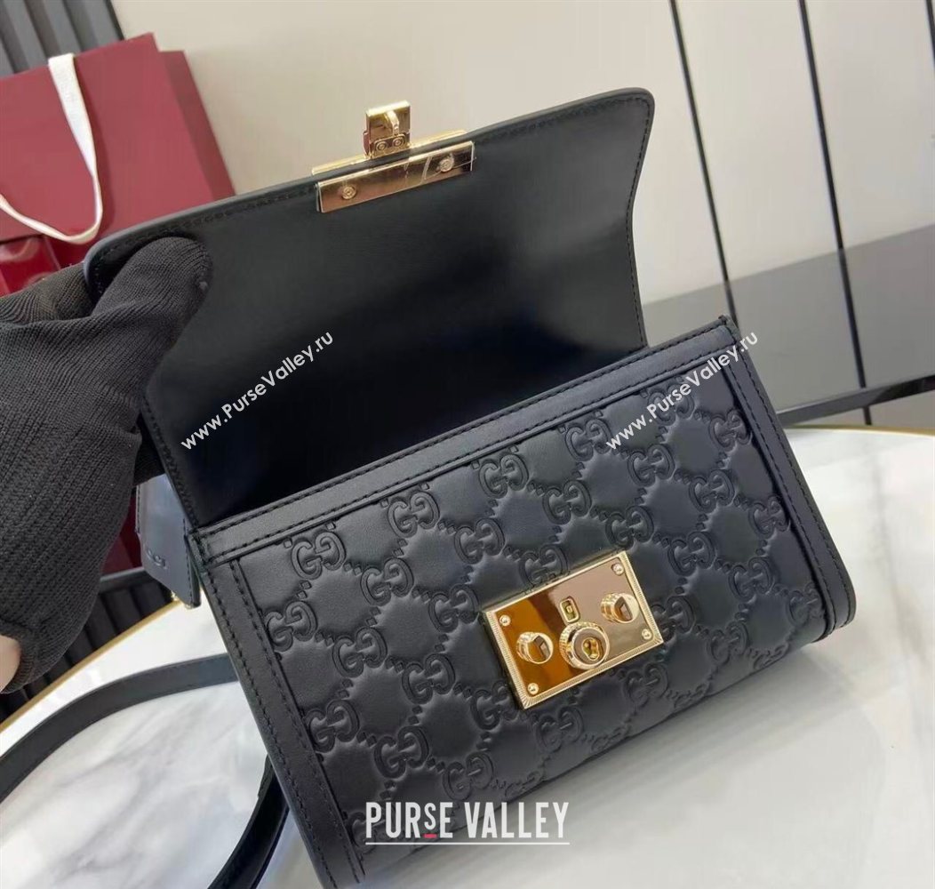 Gucci Padlock GG Leather small top handle bag Black 2025 838999 (XLU-250930042)