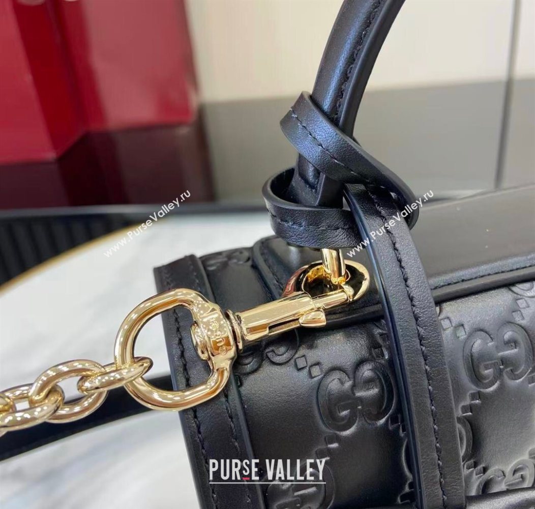 Gucci Padlock GG Leather small top handle bag Black 2025 838999 (XLU-250930042)