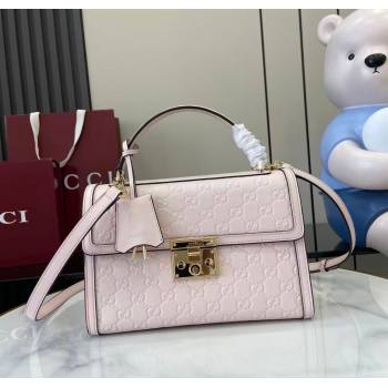 Gucci Padlock GG Leather medium top handle bag Light Pink 2025 838998 (XLU-250930044)