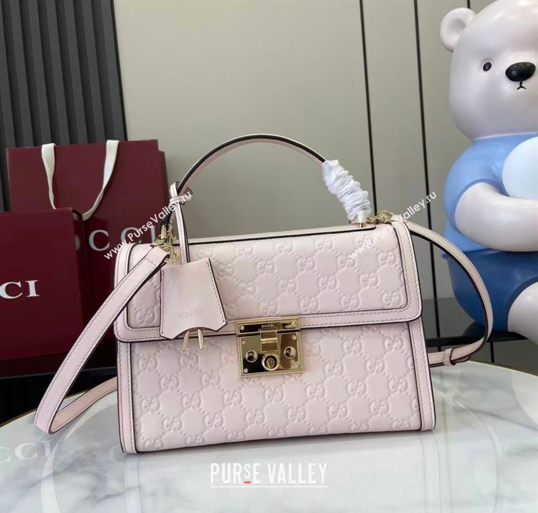 Gucci Padlock GG Leather medium top handle bag Light Pink 2025 838998 (XLU-250930044)