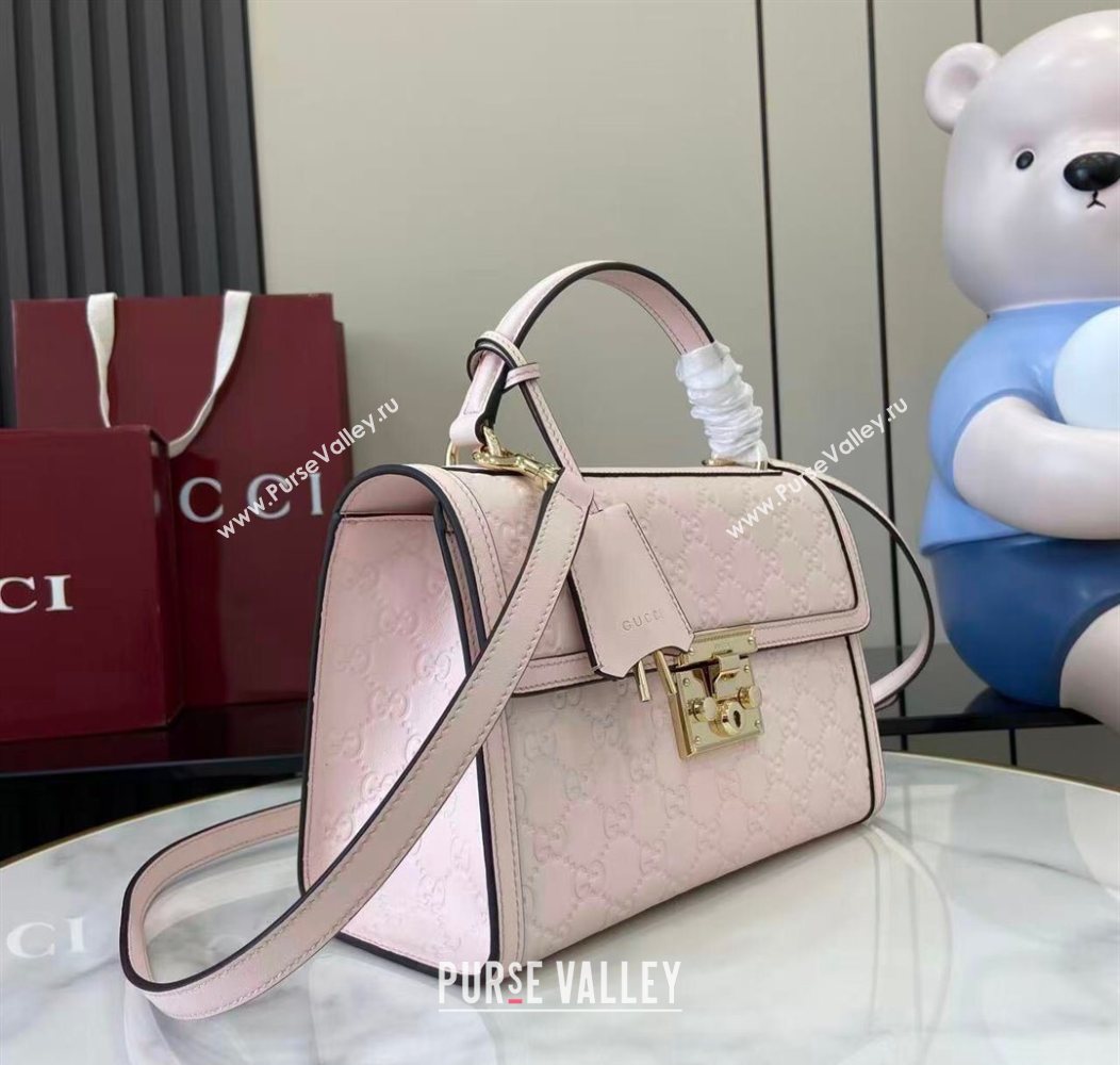 Gucci Padlock GG Leather medium top handle bag Light Pink 2025 838998 (XLU-250930044)