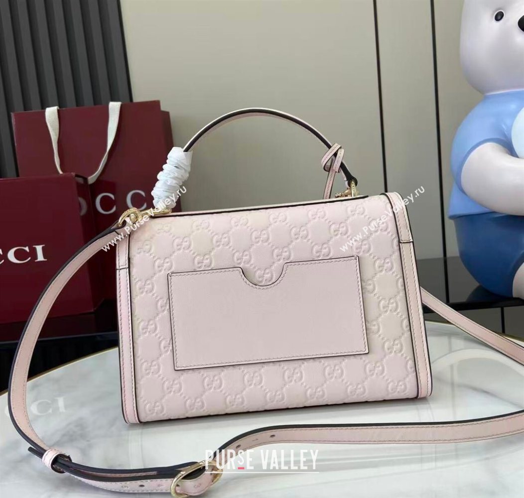 Gucci Padlock GG Leather medium top handle bag Light Pink 2025 838998 (XLU-250930044)