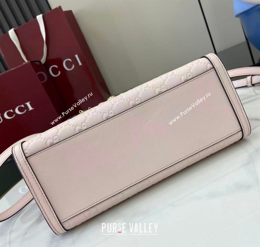 Gucci Padlock GG Leather medium top handle bag Light Pink 2025 838998 (XLU-250930044)