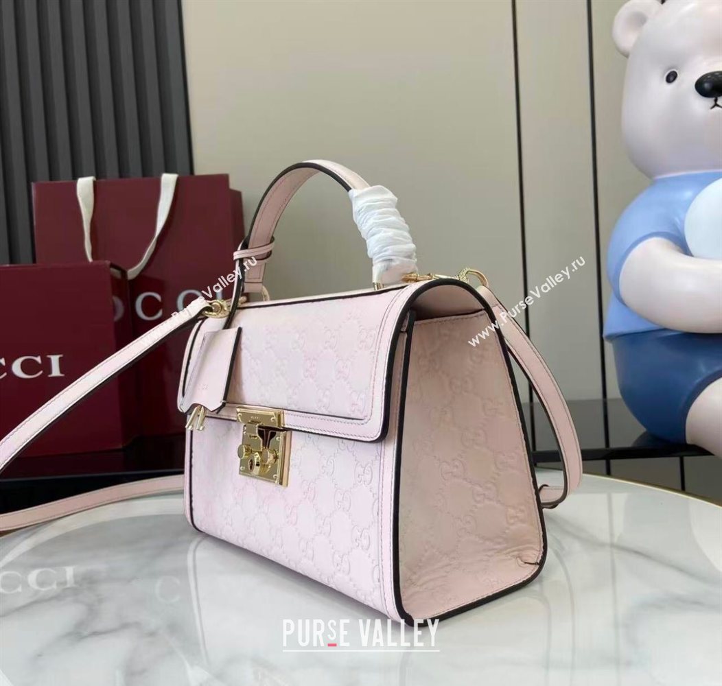 Gucci Padlock GG Leather medium top handle bag Light Pink 2025 838998 (XLU-250930044)