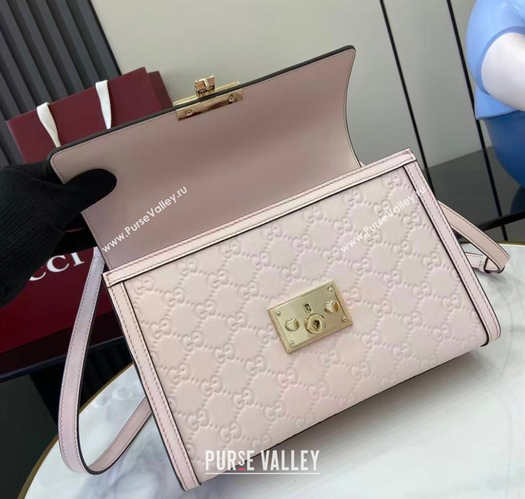 Gucci Padlock GG Leather medium top handle bag Light Pink 2025 838998 (XLU-250930044)