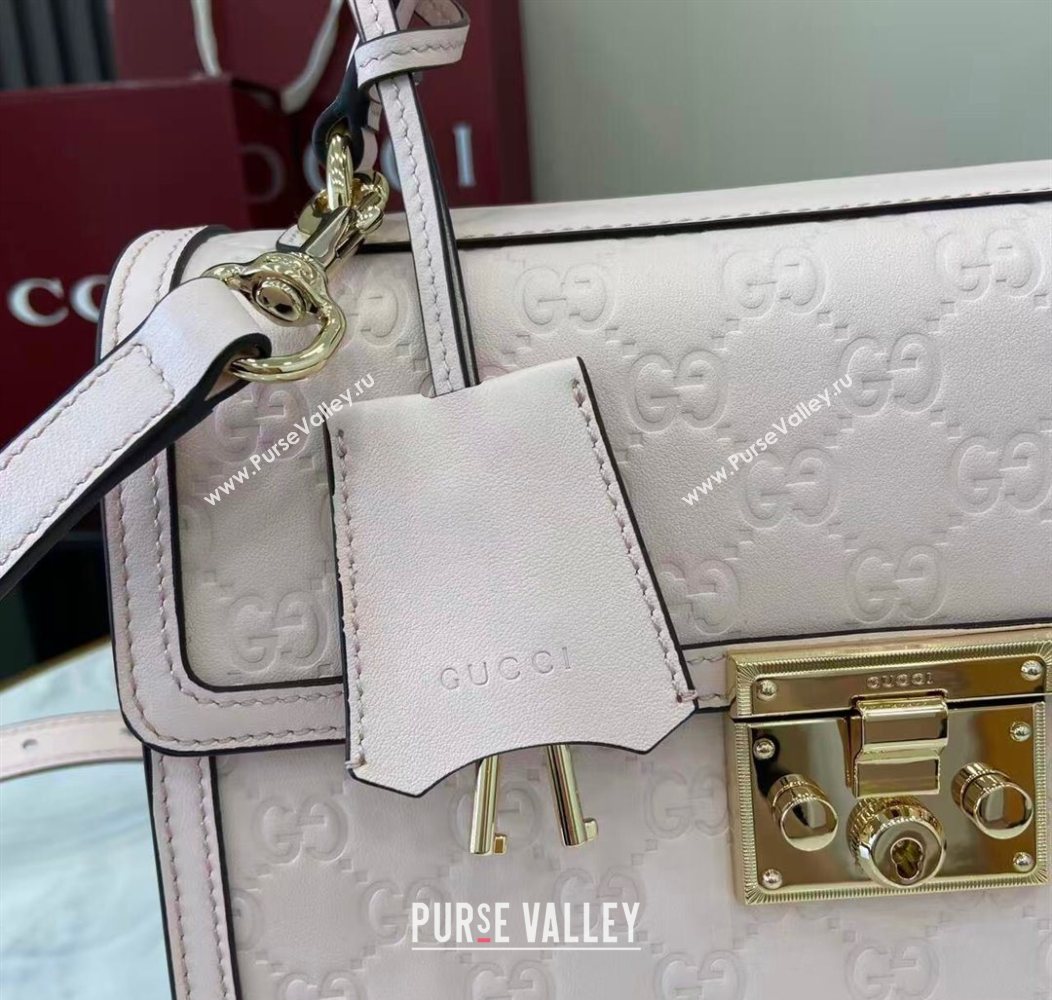 Gucci Padlock GG Leather medium top handle bag Light Pink 2025 838998 (XLU-250930044)