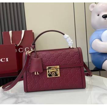 Gucci Padlock GG Leather medium top handle bag Red 2025 838998 (XLU-250930045)