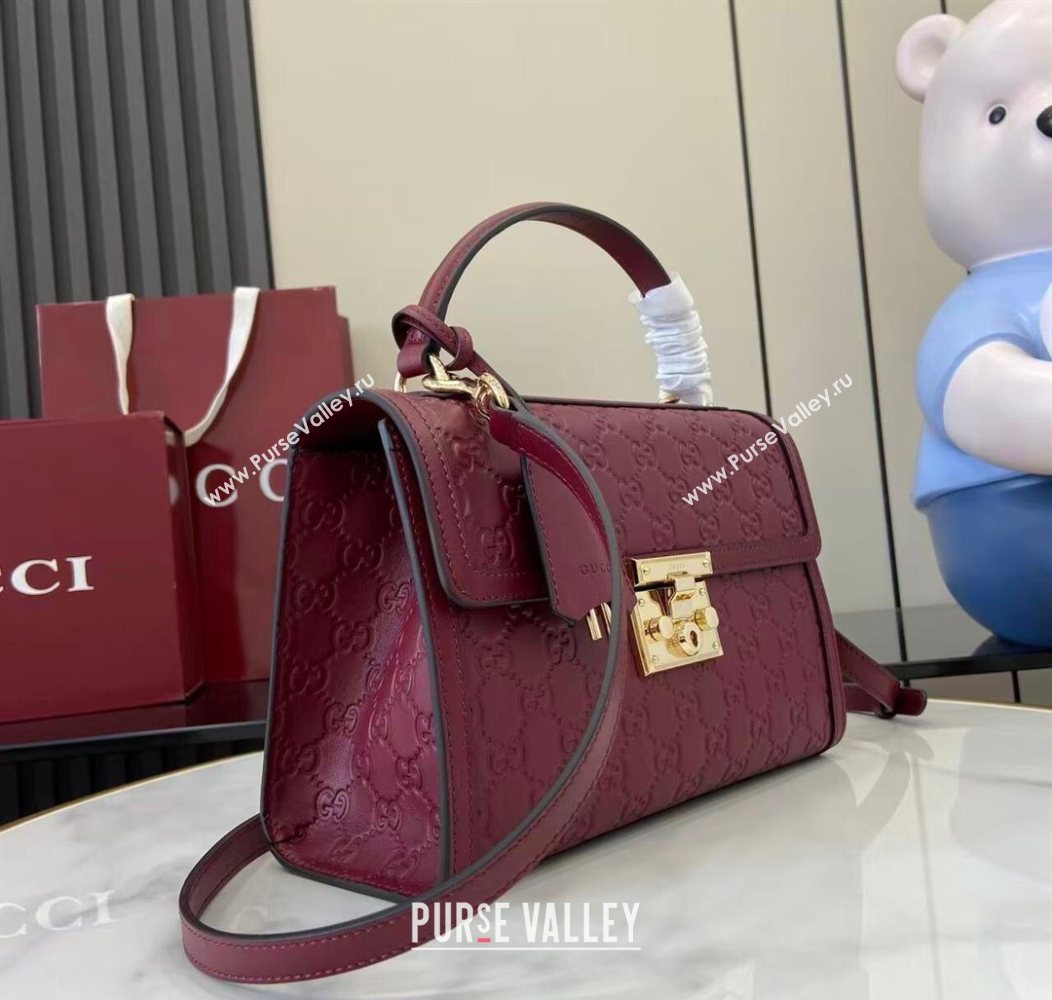 Gucci Padlock GG Leather medium top handle bag Red 2025 838998 (XLU-250930045)