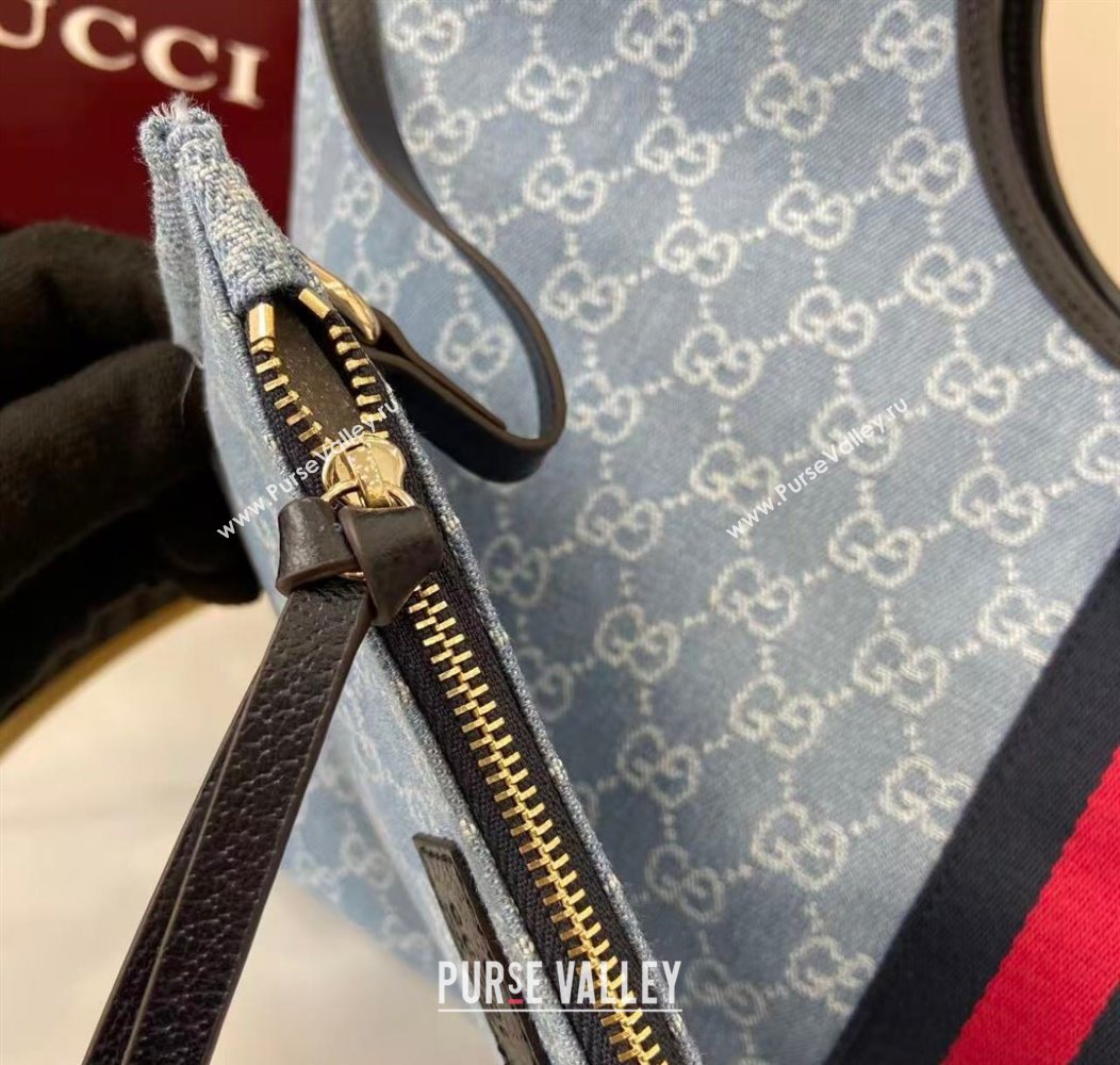 Gucci Giglio Large Tote Bag in GG Denim 853971 Light Blue 2025 (XLU-250930037)
