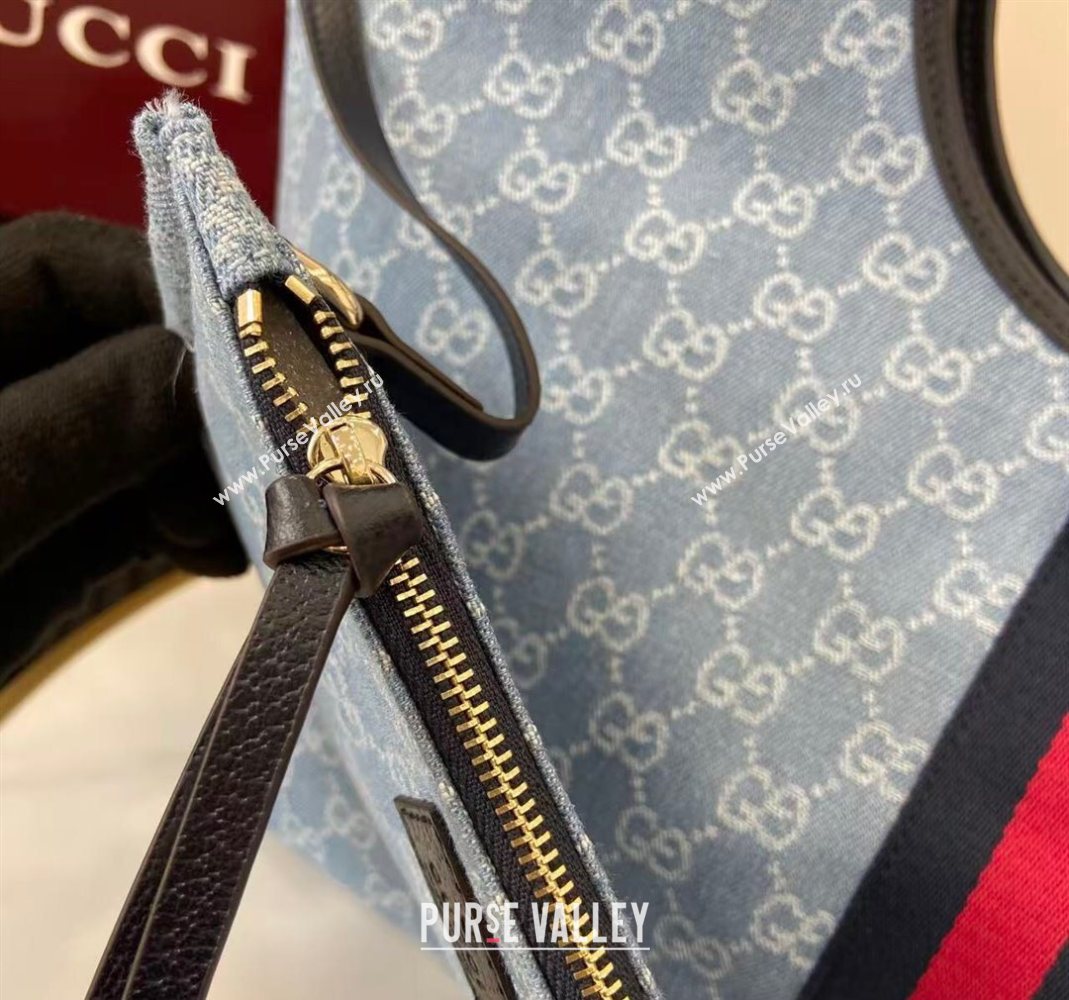 Gucci Giglio Large Tote Bag in GG Denim 853971 Light Blue 2025 (XLU-251124069)