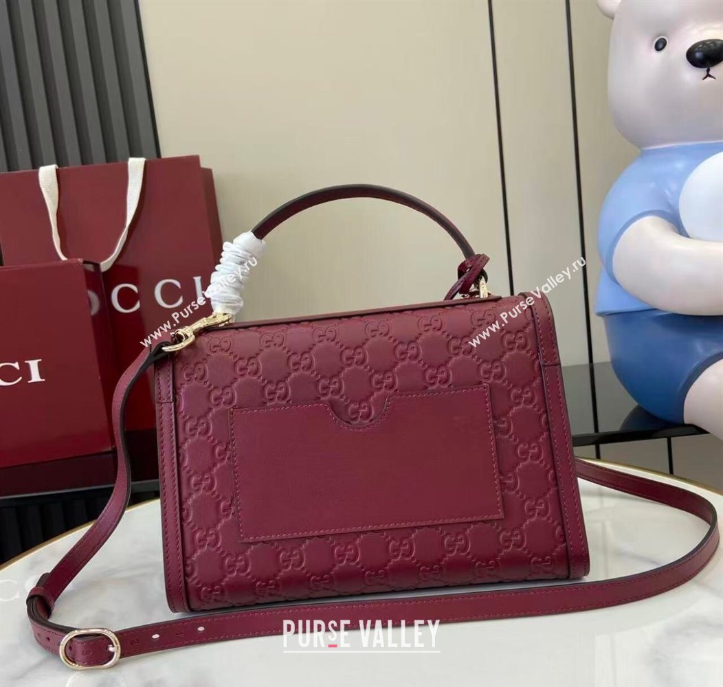 Gucci Padlock GG Leather medium top handle bag Red 2025 838998 (XLU-250930045)