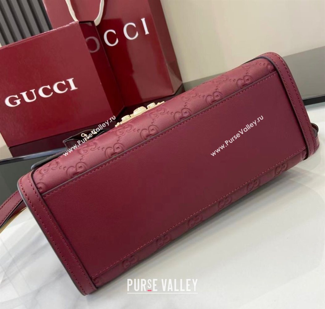 Gucci Padlock GG Leather medium top handle bag Red 2025 838998 (XLU-250930045)