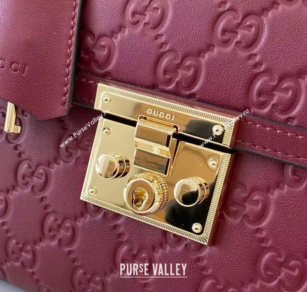 Gucci Padlock GG Leather medium top handle bag Red 2025 838998 (XLU-250930045)