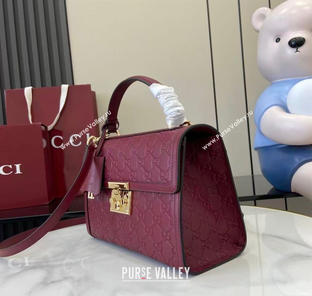Gucci Padlock GG Leather medium top handle bag Red 2025 838998 (XLU-250930045)