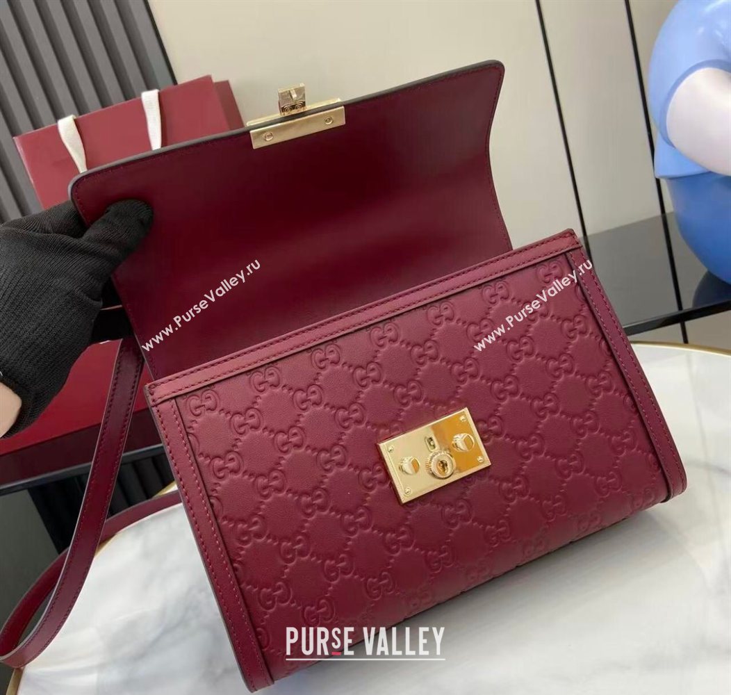 Gucci Padlock GG Leather medium top handle bag Red 2025 838998 (XLU-250930045)