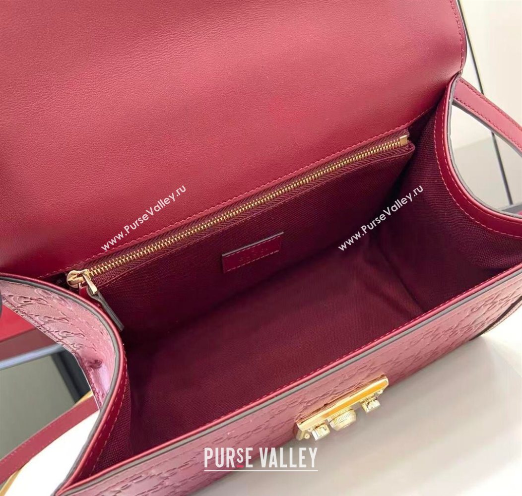 Gucci Padlock GG Leather medium top handle bag Red 2025 838998 (XLU-250930045)